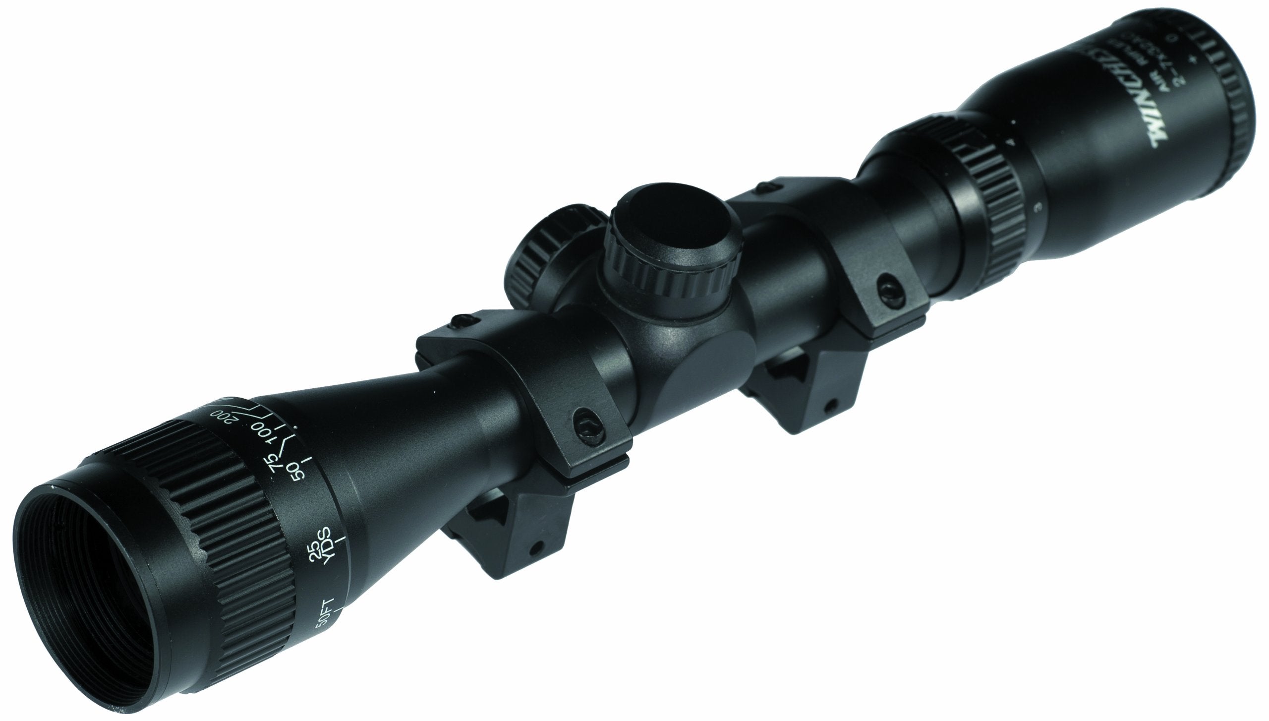 Daisy Winchester scope front view with clear 4x32 optic for precise aiming