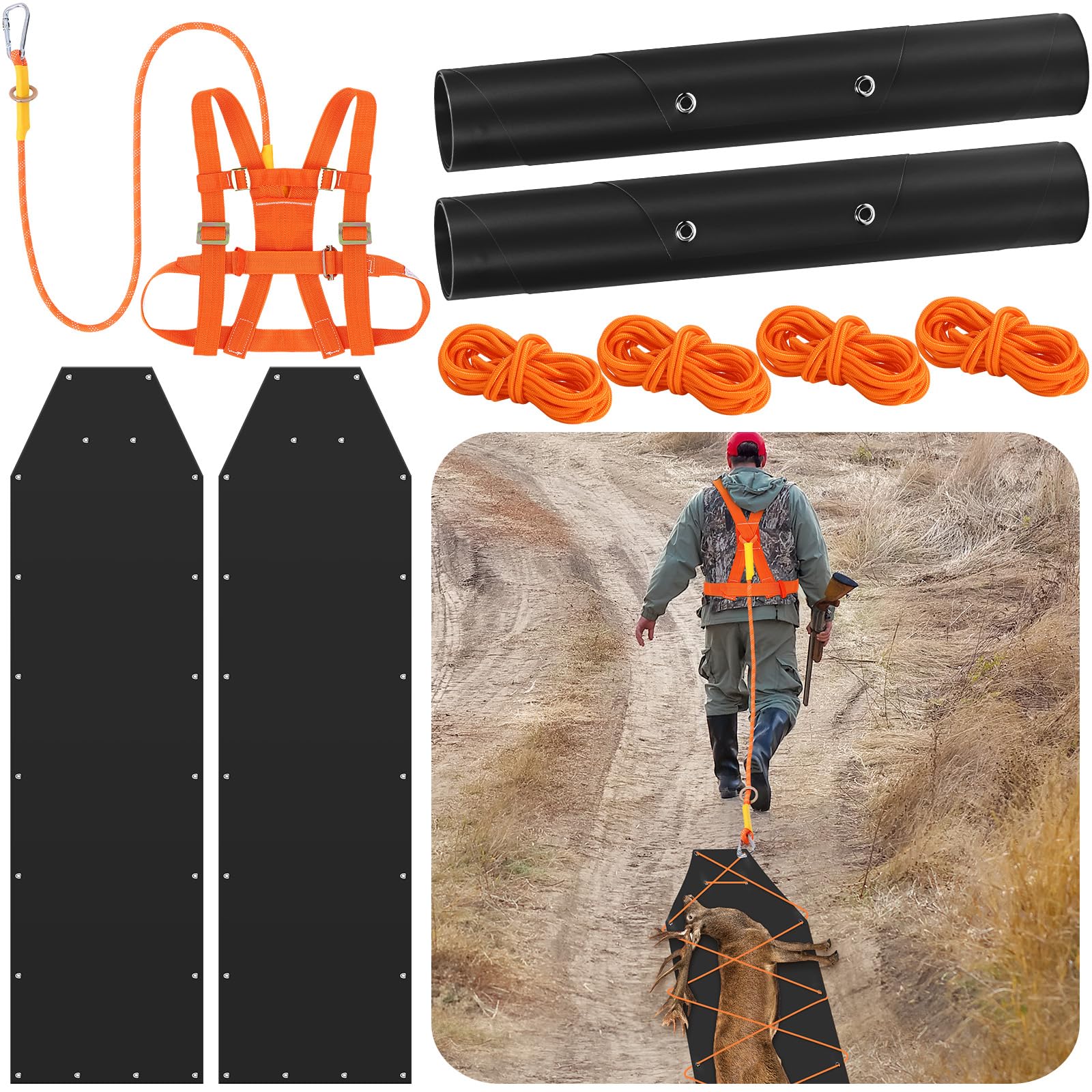 DaisyInner deer drag sled pair ready for rugged hauling on ice and snow.