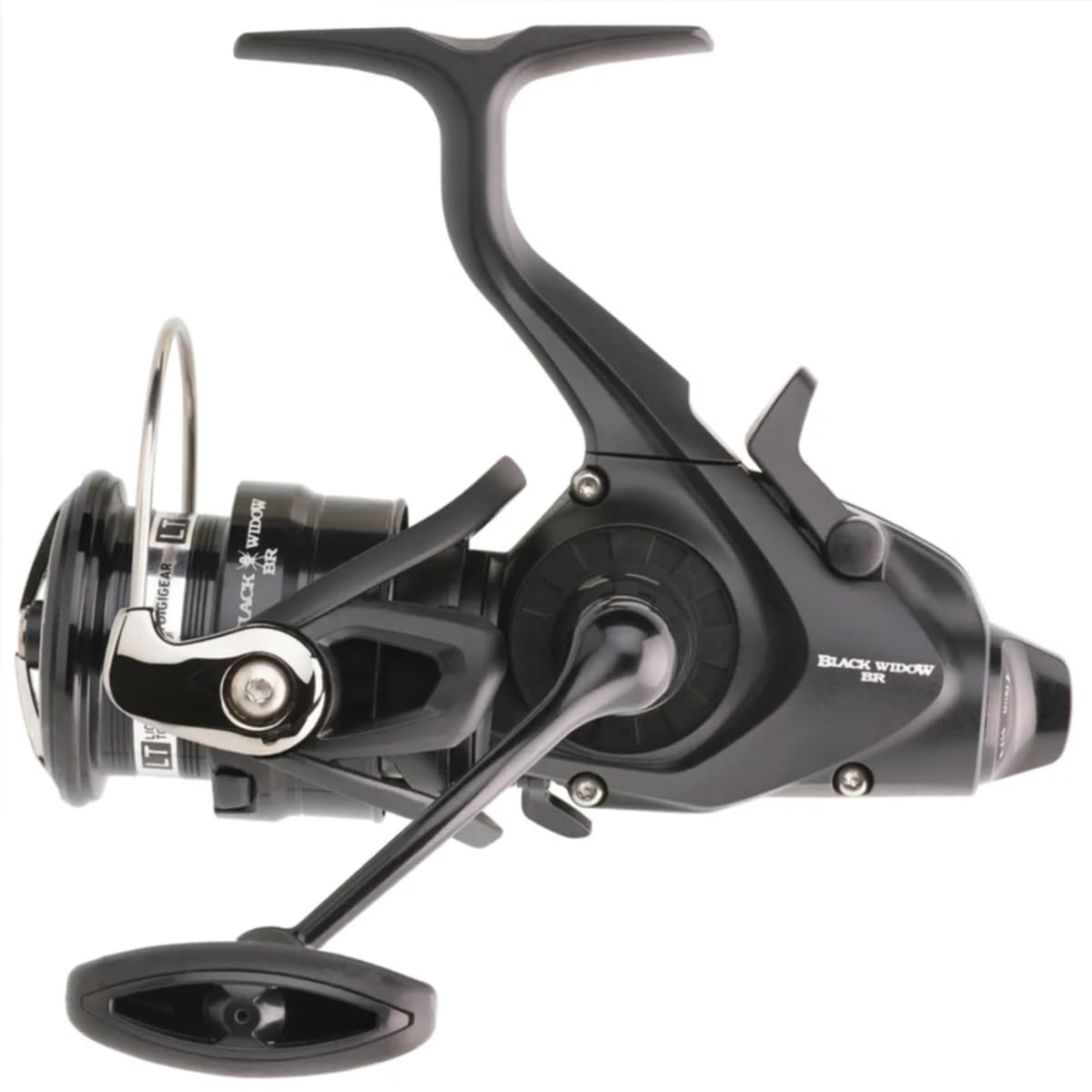 CNC machined aluminum crank and soft touch knob on DAIWA 19 Black Widow BR LT 2500