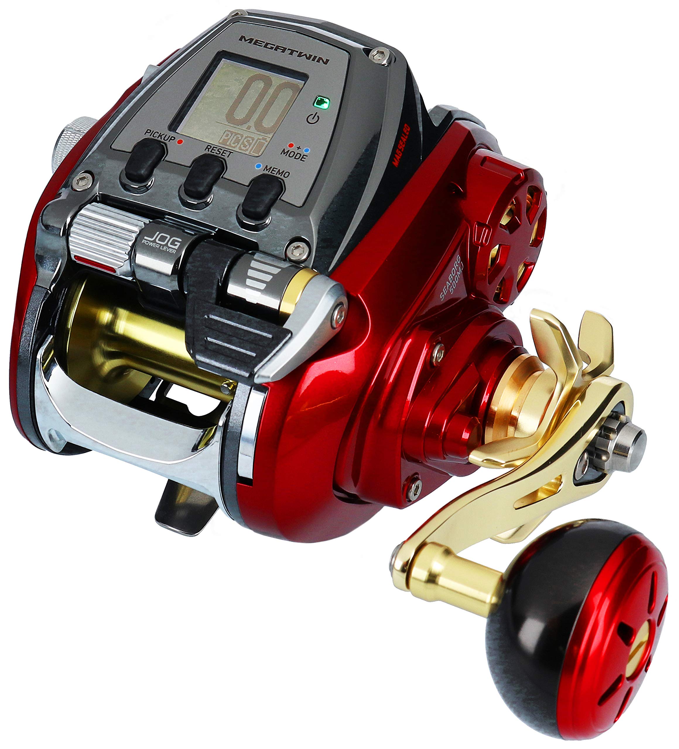 Front view of Daiwa 19 Seaborg 500MJ Electric Reel