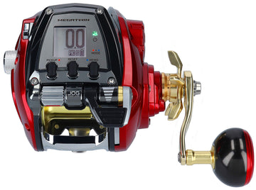 Close-up of Seaborg 500MJ reel handle and body