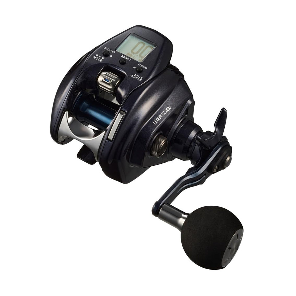 Daiwa 23 Leo Blitz 200J electric reel side view showing compact, lightweight build for all-day use