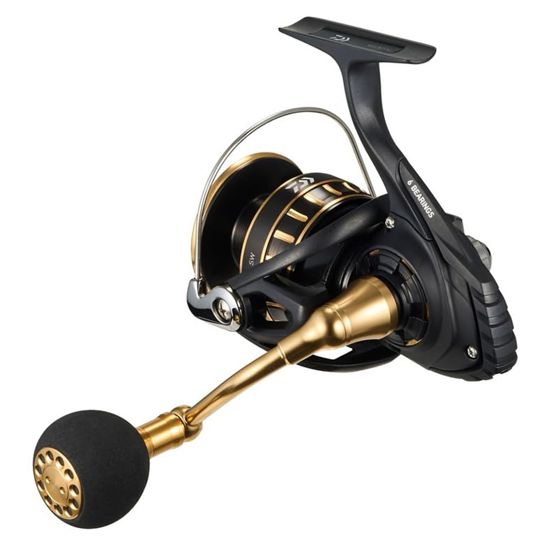 Daiwa 23BG SW 6000D-H gear-ratio label highlights 5.7:1 retrieves