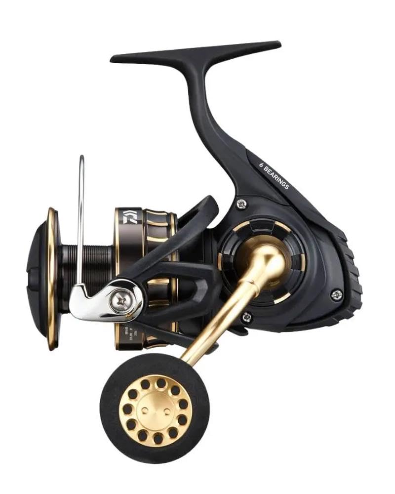 Daiwa 23BG SW 8000-H wrapped-spool view signals versatile line compatibility for saltwater setups.