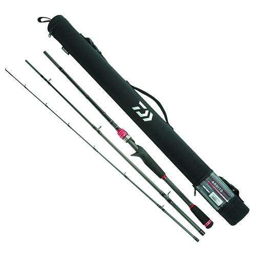 Daiwa Ardito travel rod with Fuji guides shown in semi-hard case for protected transport.