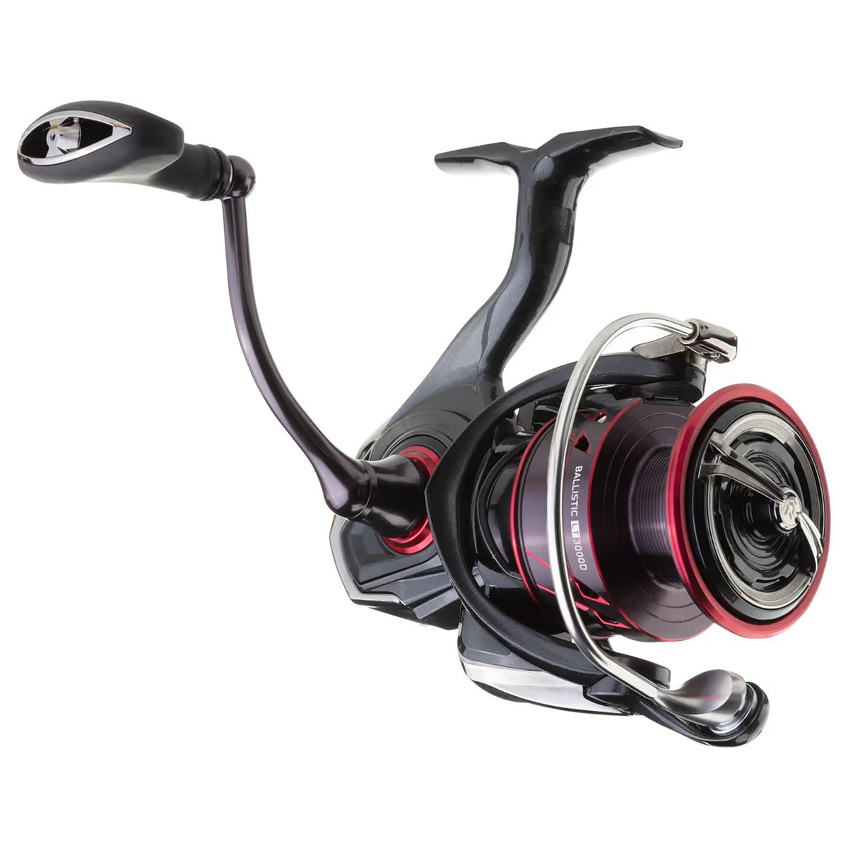 Daiwa Ballistic MQ LT spinning reel front view, compact and smooth.