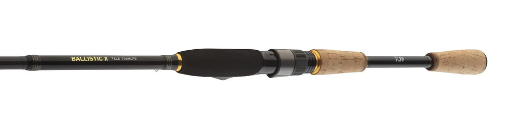 Daiwa Ballistic X Tele Spin cork and EVA handle detail with premium feel