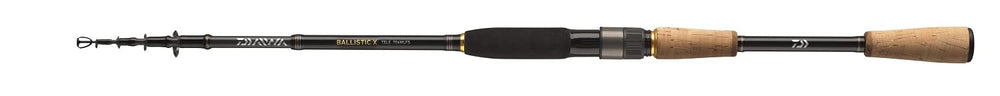 Daiwa Ballistic X HVF carbon blank highlights lightweight sensitivity.