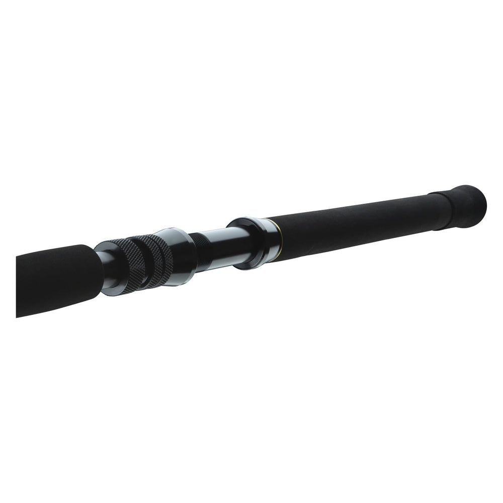 Travel-ready BG Big Game rod showing compact transport length
