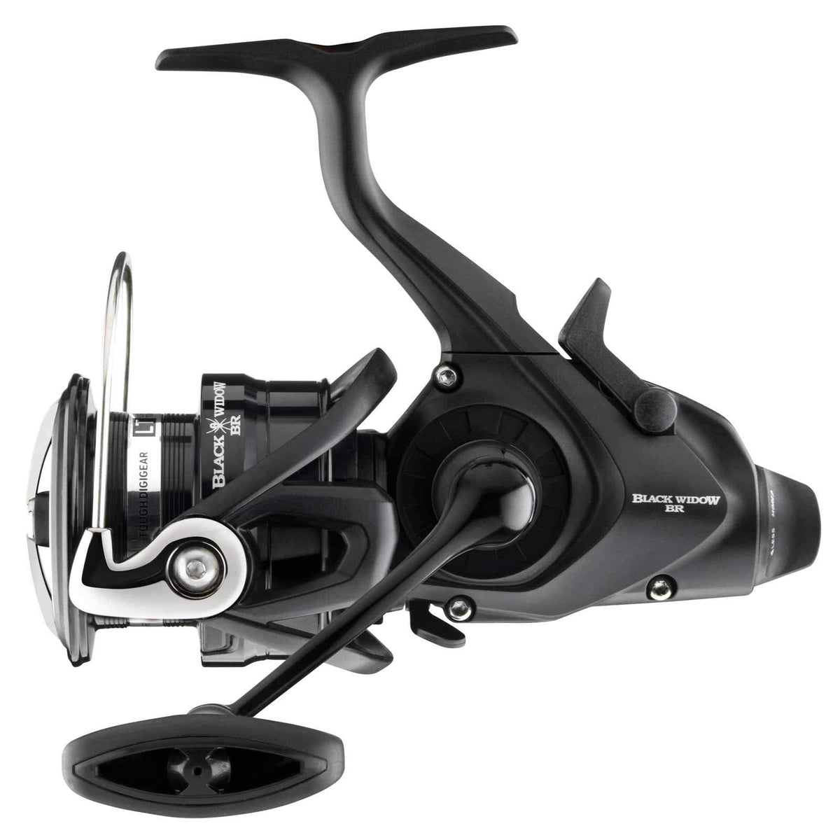 Daiwa 19 Black Widow BR LT 4000-C reel close-up showcasing smooth spool and durable build.