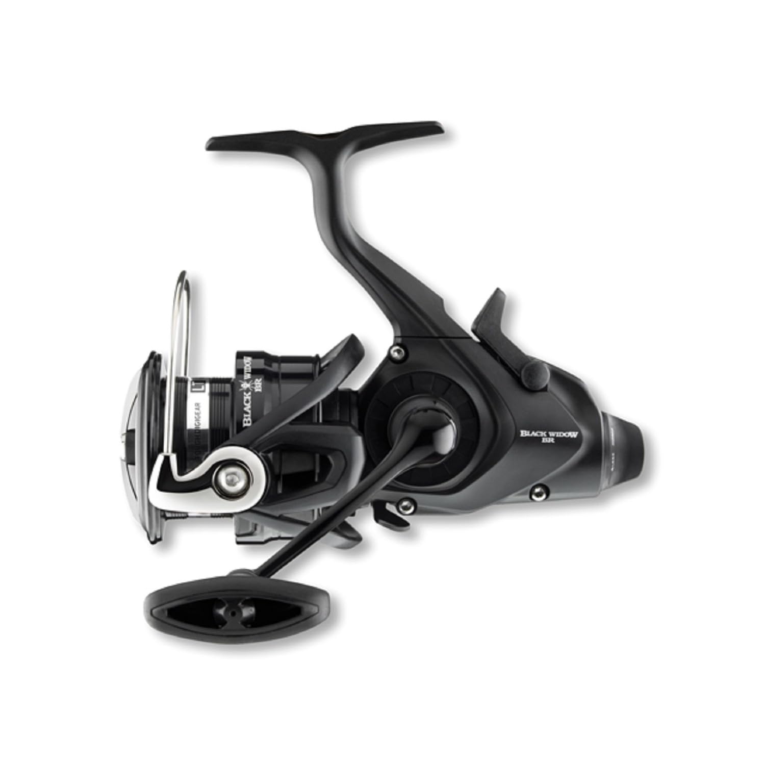 Daiwa Black Widow BR LT 5000-C reel side view highlights compact body and smooth operation.