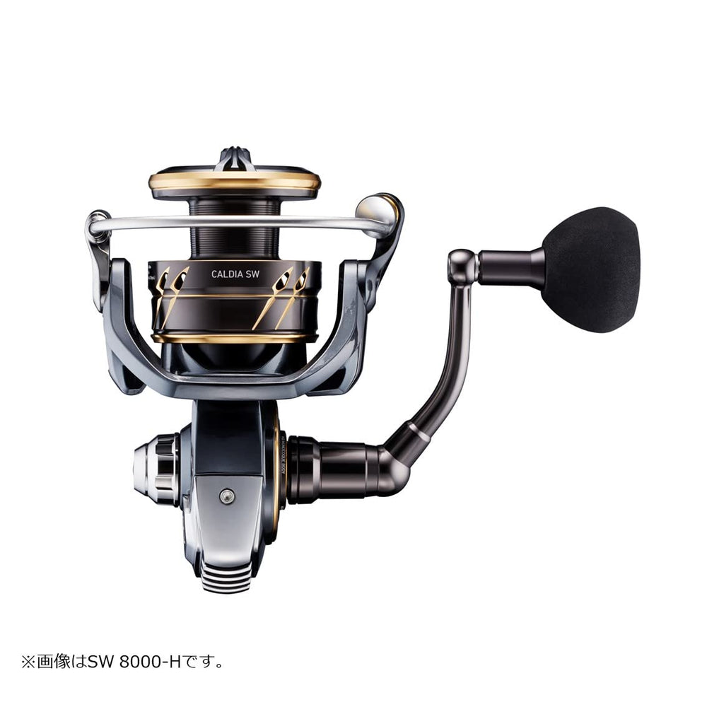 Daiwa Caldia SW 4000D-CXH handle and knob detail for ergonomic cranking.