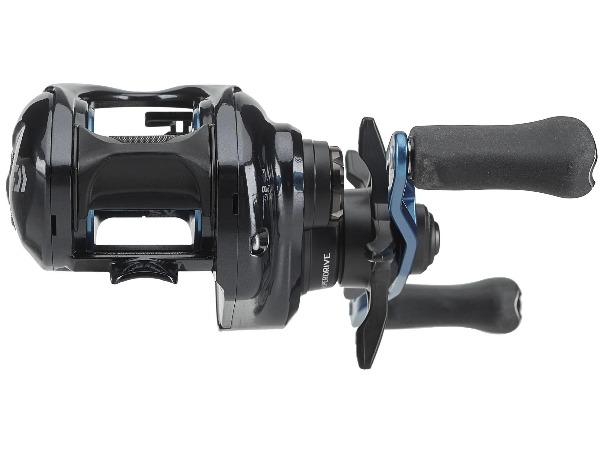 Daiwa Coastal SV TW 150 aluminum-frame image emphasizes sturdy, palmable design.