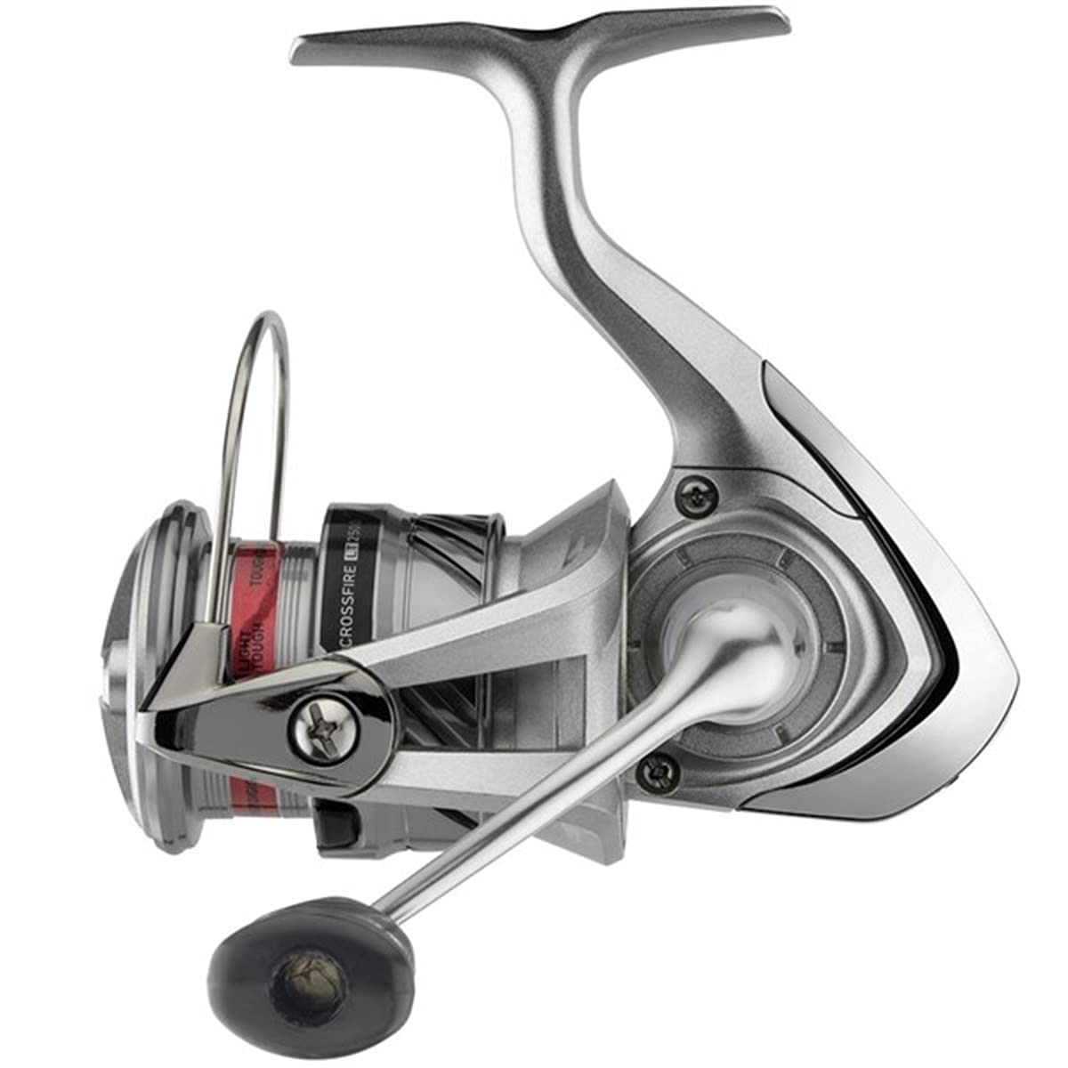 Daiwa Crossfire LT 2000 handle close-up showing machined aluminum grip and smooth torque