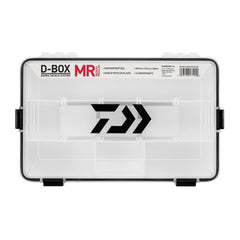 Daiwa D-Box Feeder Case 3600 Regular, front view shows organized gear for quick fishing prep