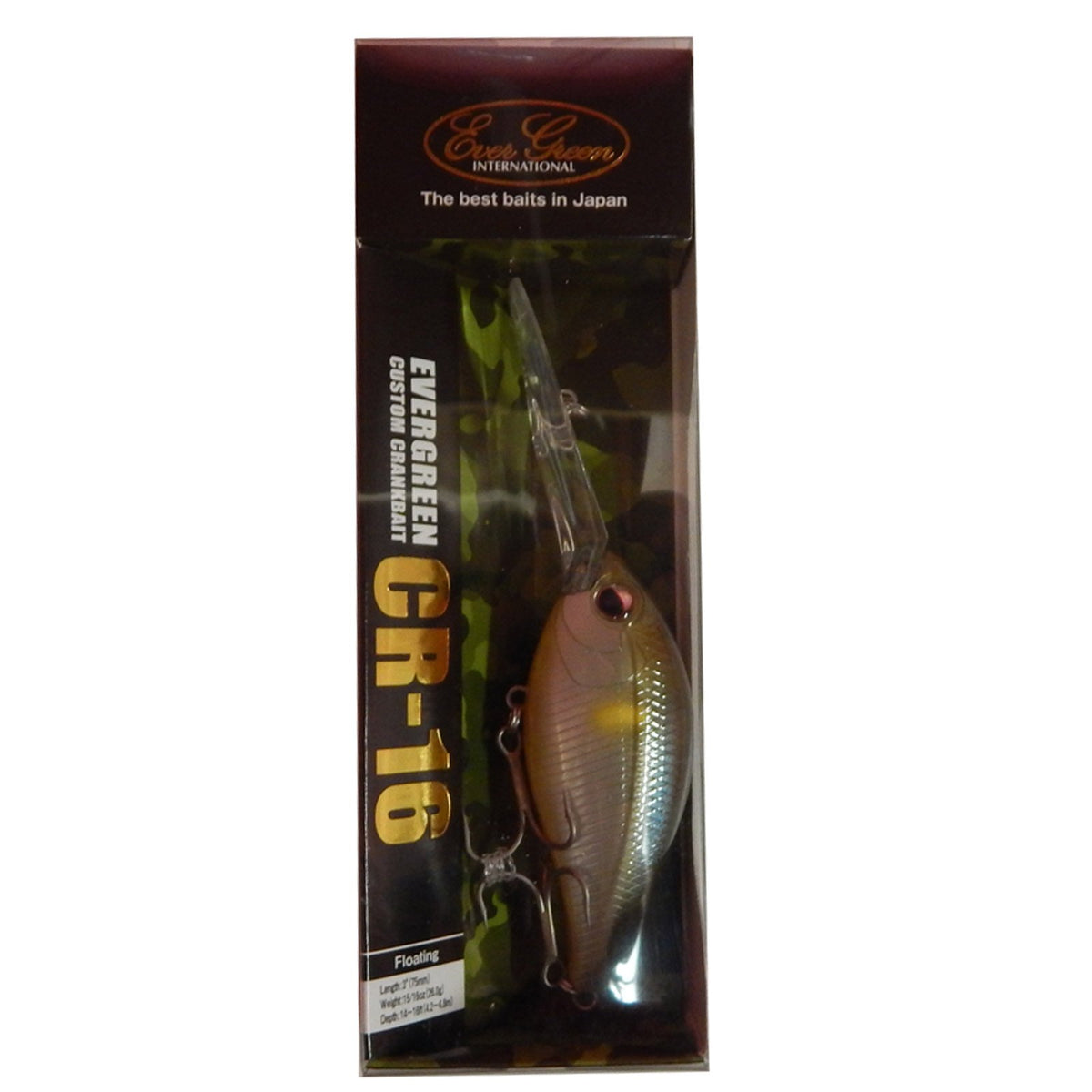 Daiwa Evergreen AYU crank lure in action for deep-water bass and long casts.