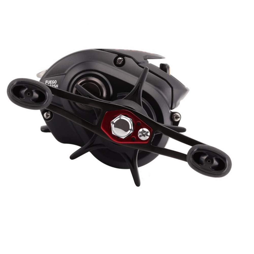 Daiwa Fuego high speed CT reel side profile highlighting ergonomic grip for comfort.