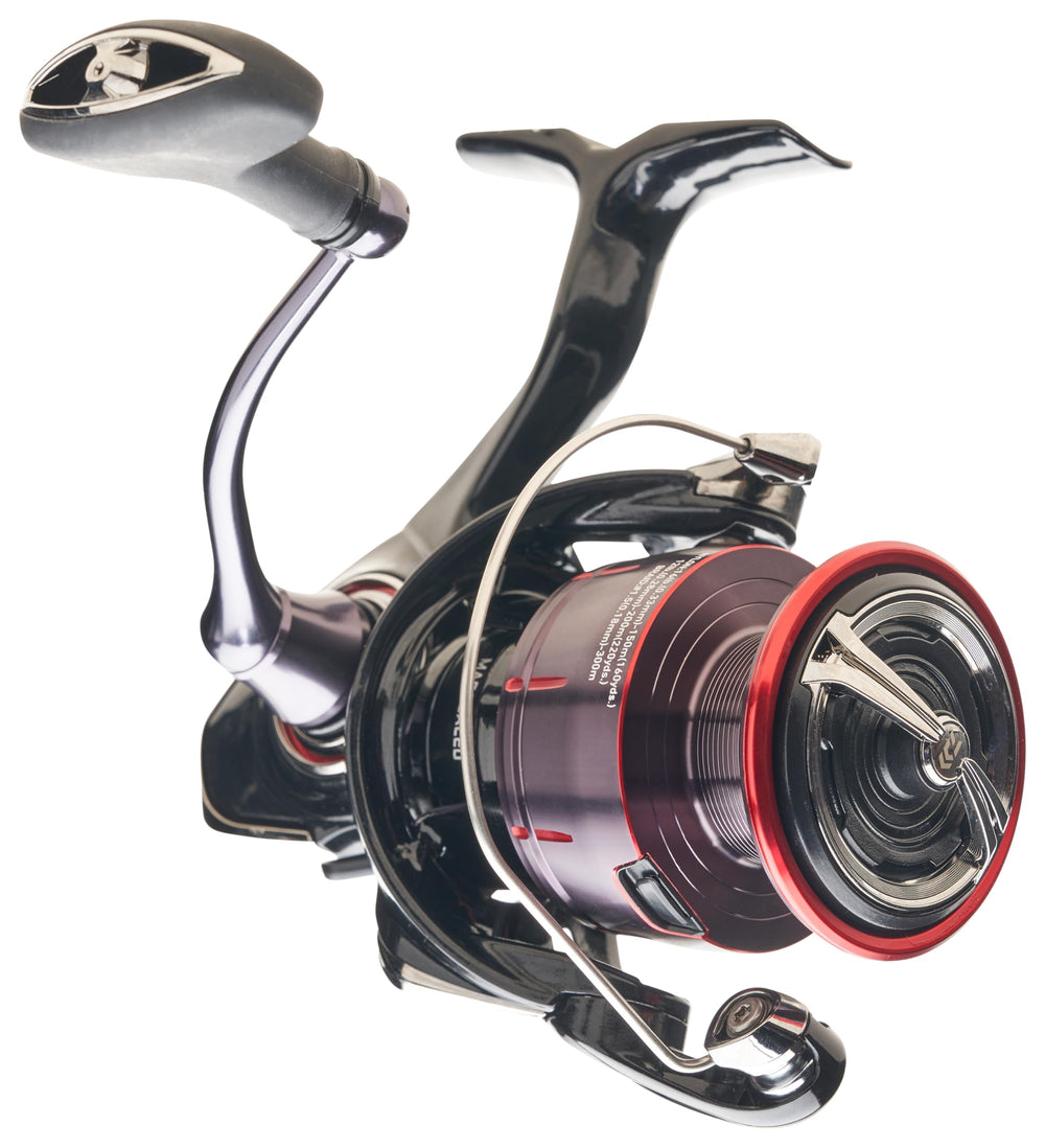 Daiwa Fuego LT spinning reel image highlighting ZAION V carbon body for lightweight sensitivity.