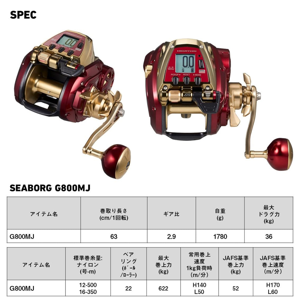 Daiwa G800MJ operates with 12-24 V power sources on boats.