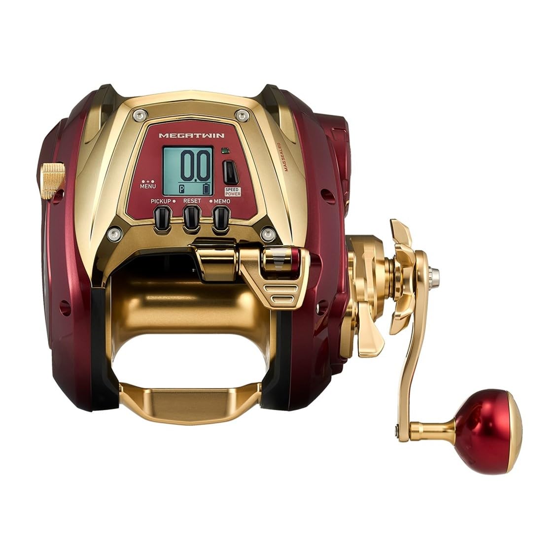 Daiwa G800MJ electric reel with aluminum Megatorque-G motor for durability.