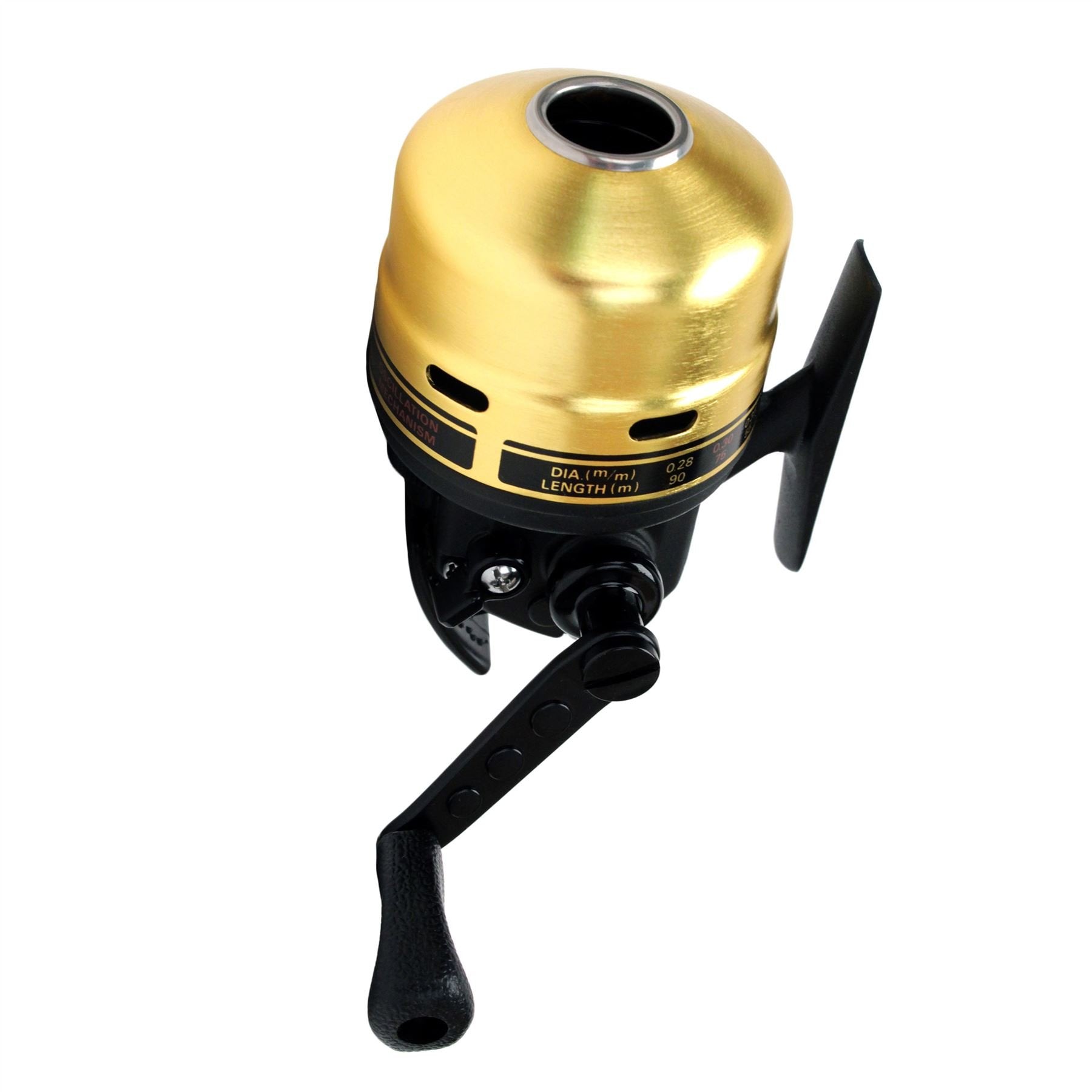 Daiwa Goldcast GC80 reel front view showing sturdy aluminum body for smooth, reliable casting.