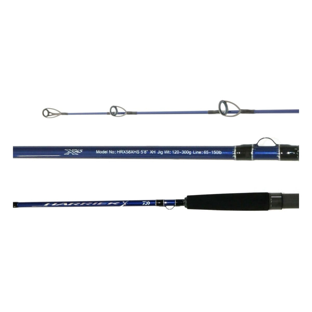 Daiwa HRX58XHS Harrier-X guide frames illustrate precision for smooth lure action.