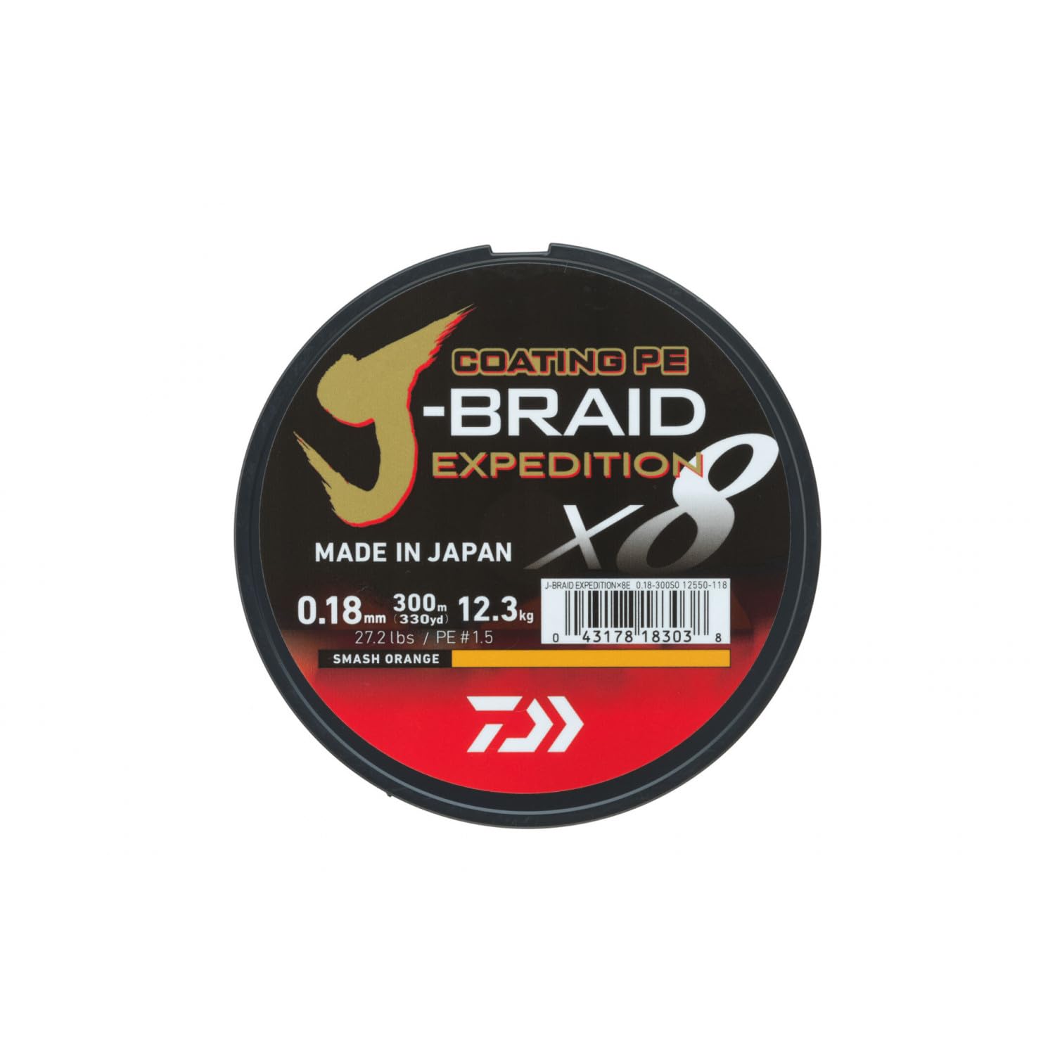 Daiwa J-Braid Expedition X8E Smash Orange closeup shows tight weave and durability