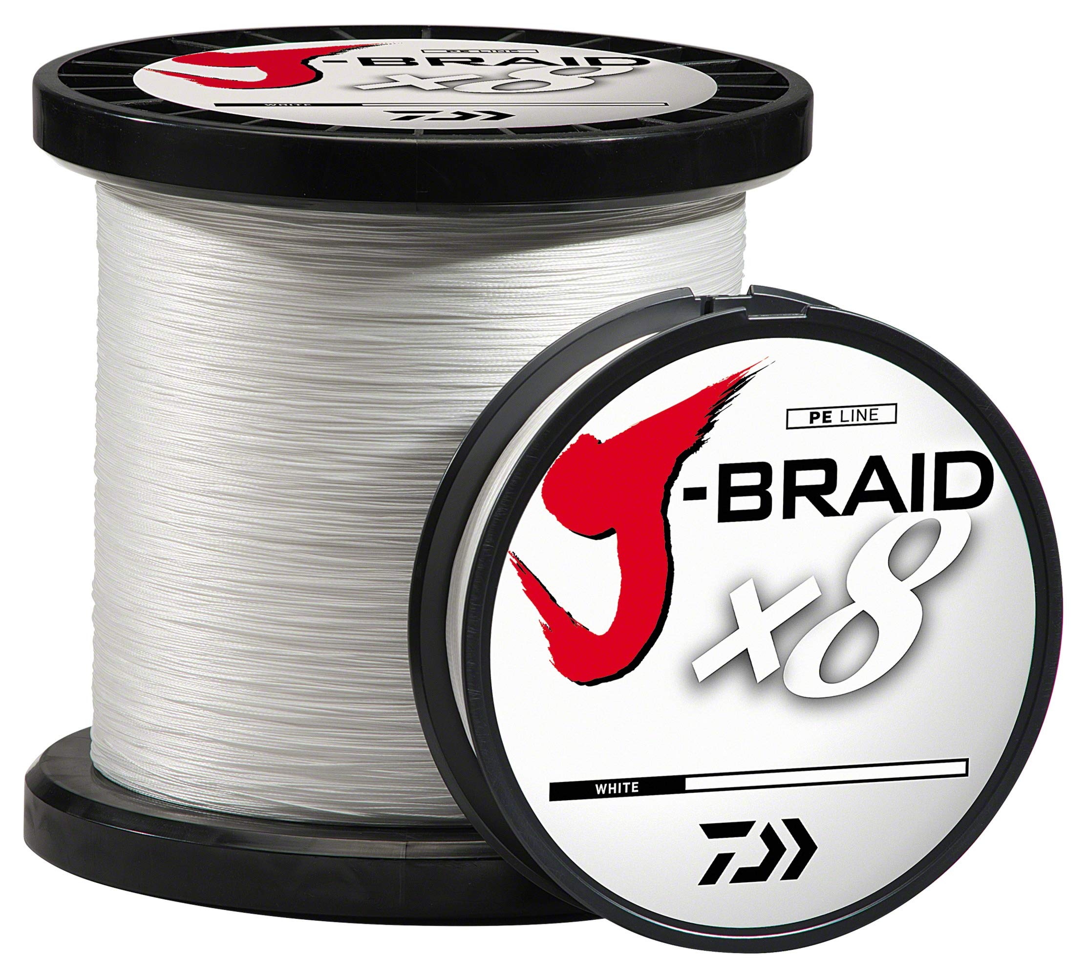 Daiwa J-BRAIDX8 white 25lb spool for long casts and enhanced sensitivity.