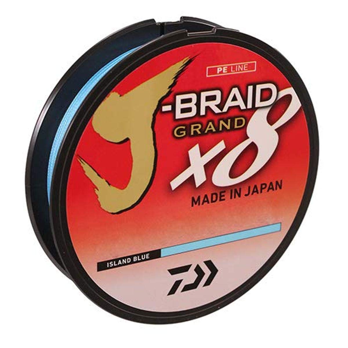 Daiwa J-Braid x8 Grand Island Blue braided line – 150 yd, 50 lb test, 0.014 in diameter