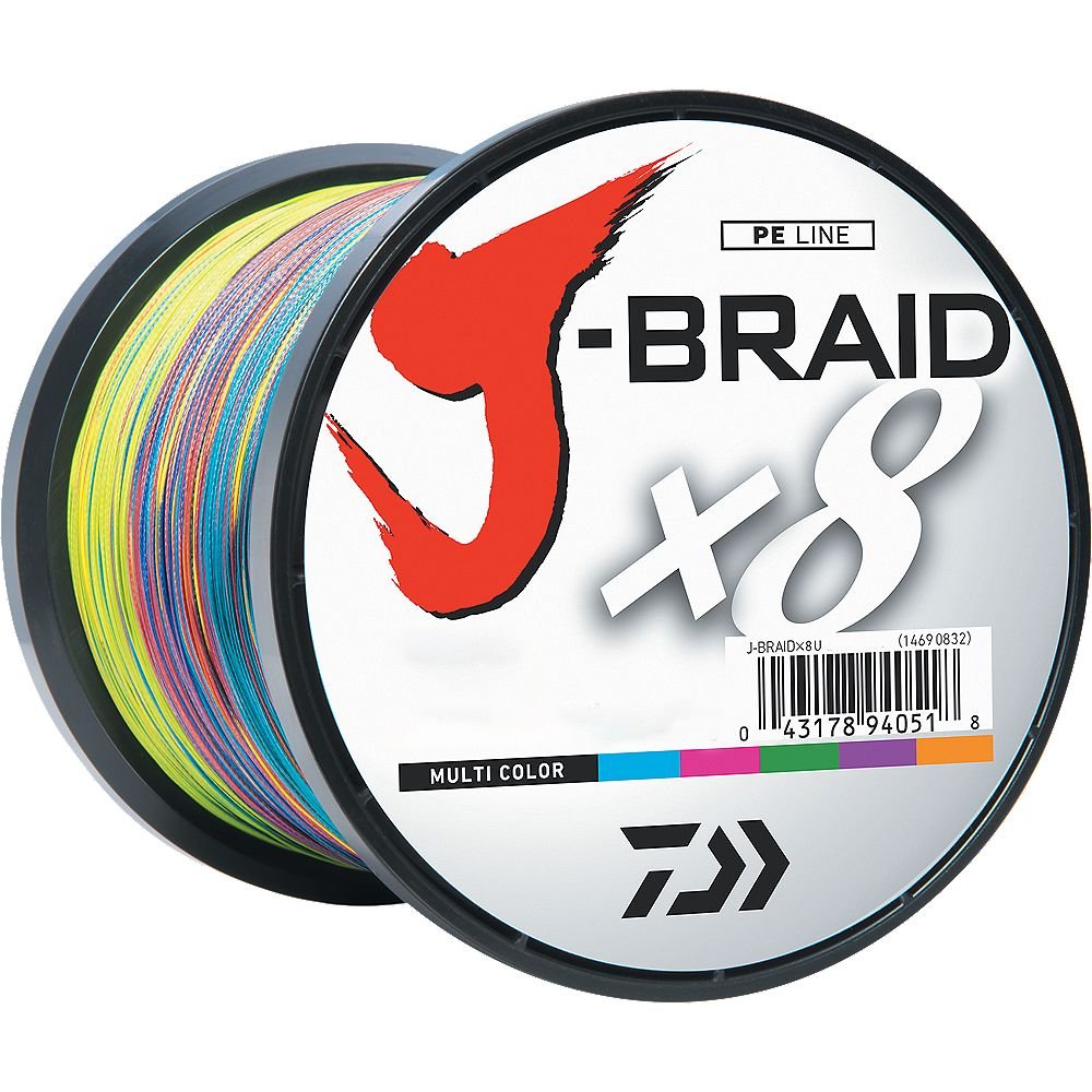 Daiwa J-BRAIDX8 500yd filler spool in multi-color supports depth cues and long casts
