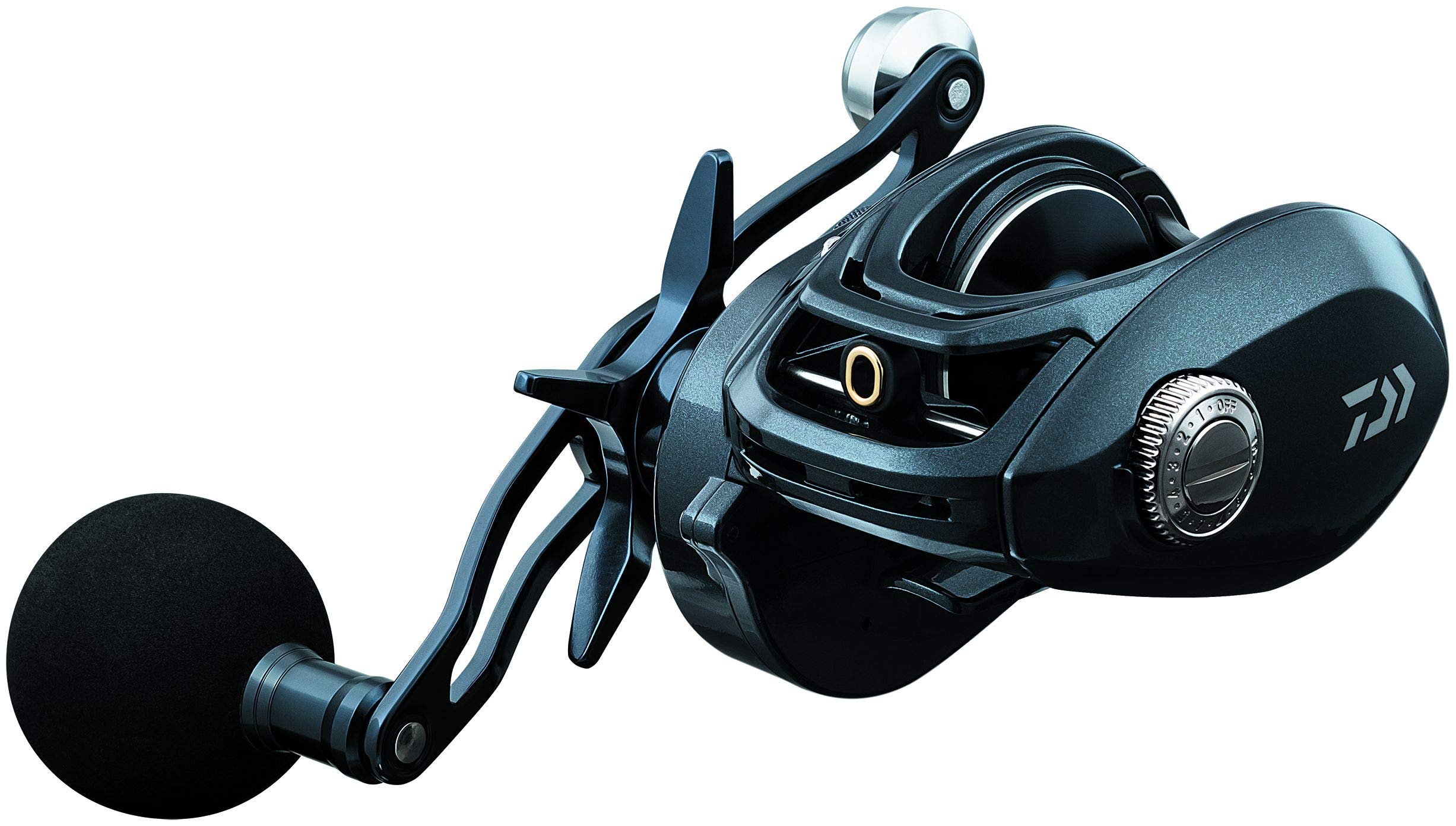 Daiwa Lexa 300 HD emblem closeup showing rugged finish.