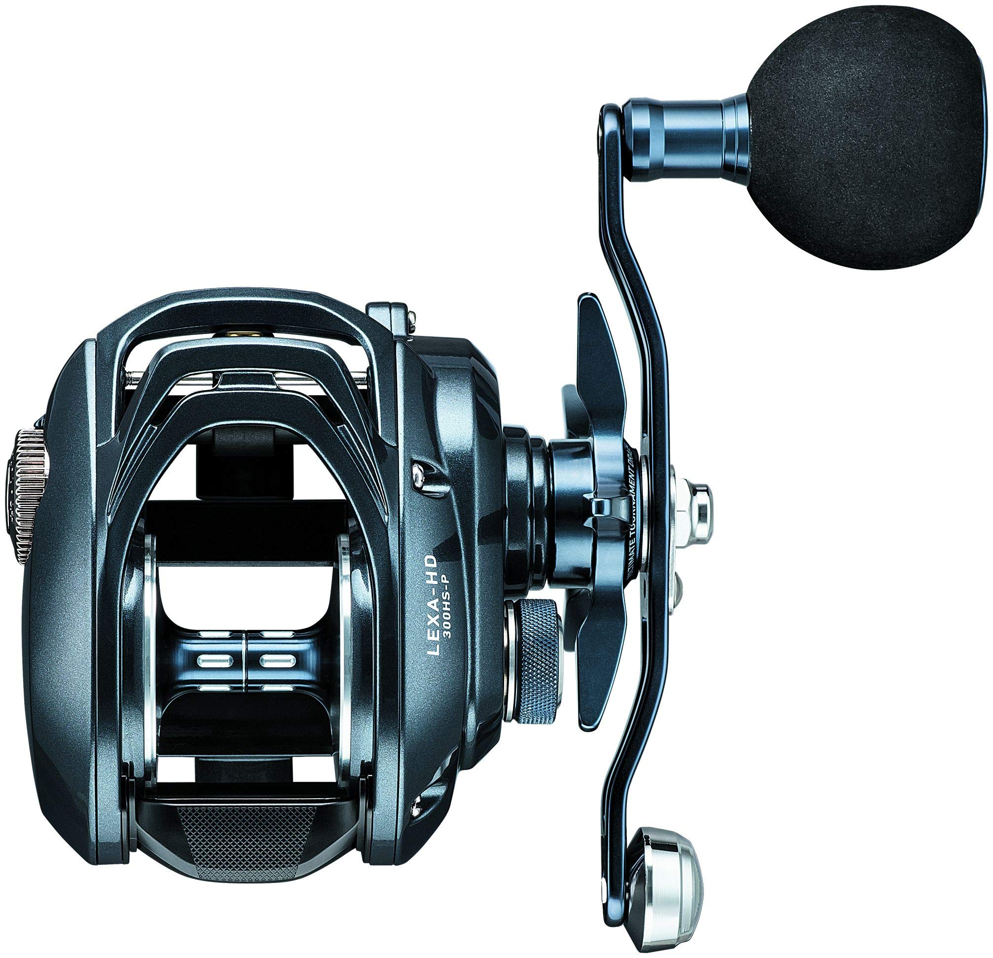 Daiwa Lexa 300 HD side view baitcasting reel with precise line control.
