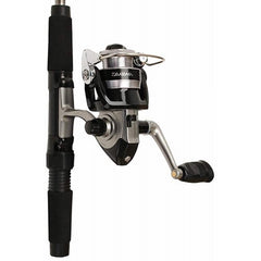 Daiwa Mini System Minispin Ultralight reel and 4.5-foot five-piece ultralight rod in a compact hard carry case.