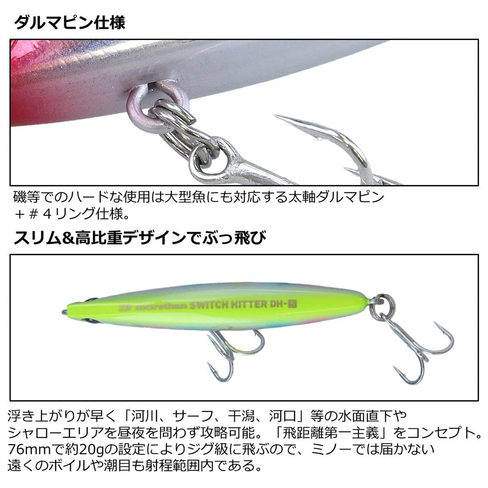 Daiwa Moissanite Switch Hitter DH76S sinking profile highlights depth reach in currents