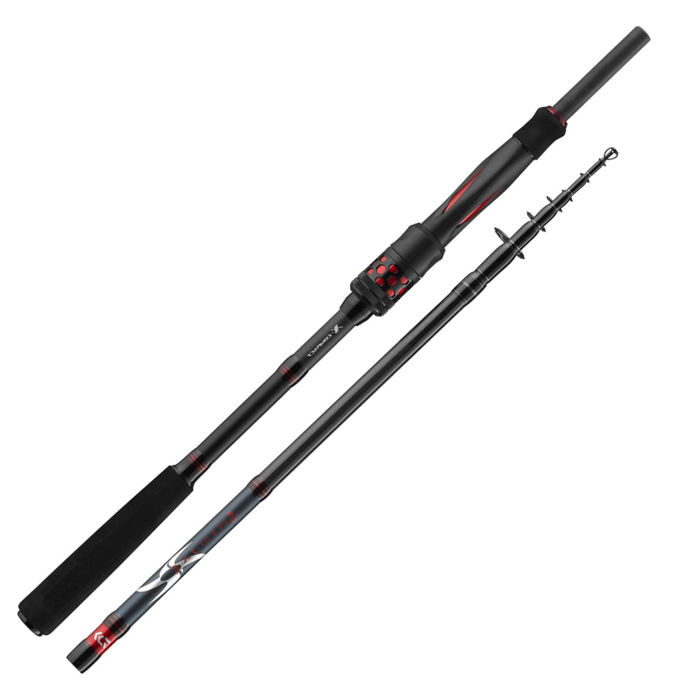 Daiwa Ninja X-Compact Spin 769M travel-ready rod for easy backpack transport.