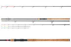Daiwa Ninja X Feeder 390XH tip and guides closeup emphasizing premium titanium oxide guides.