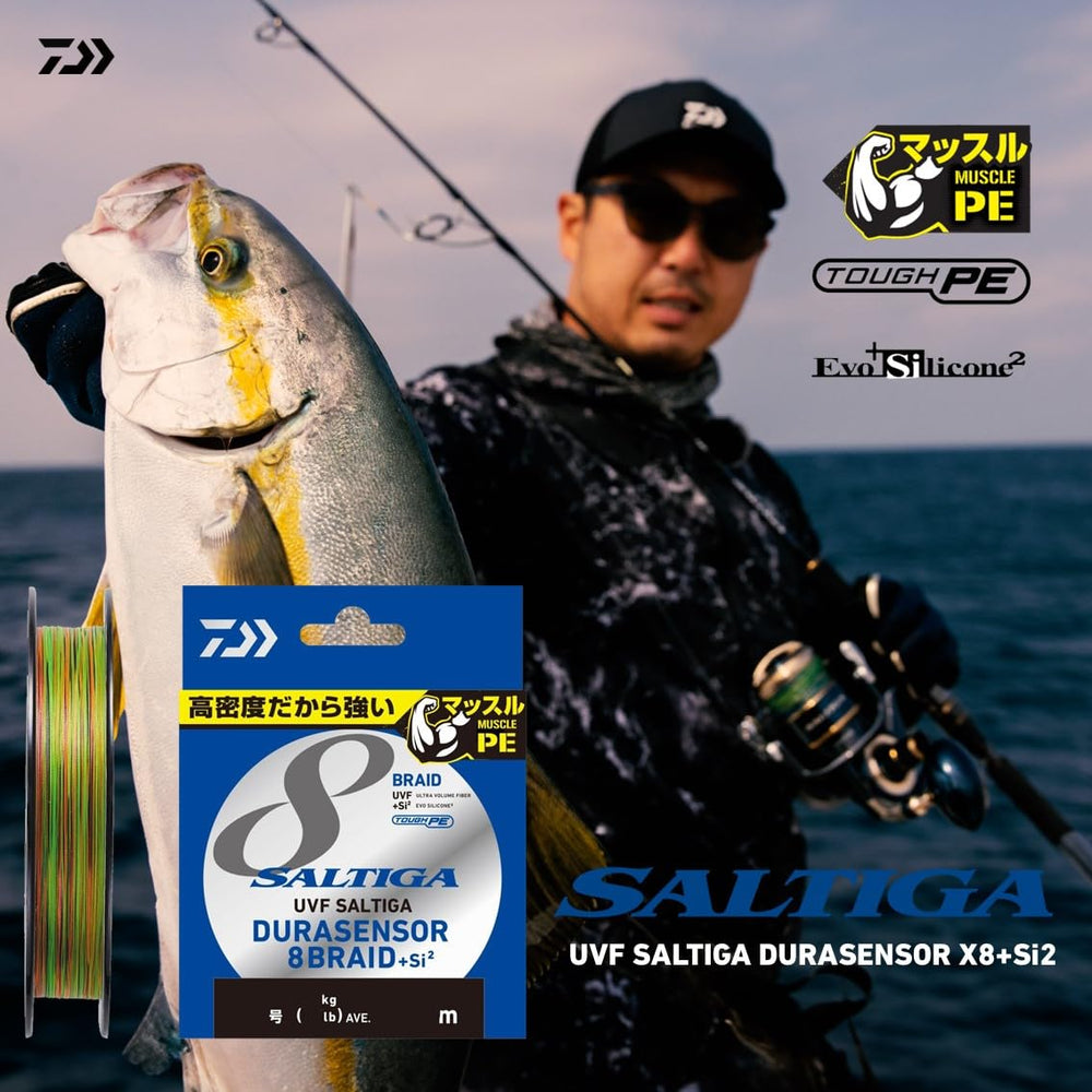 Daiwa PE Line UVF Soltiga Dura Sensor X8+ Si2 closeup yarn weave shows premium construction.