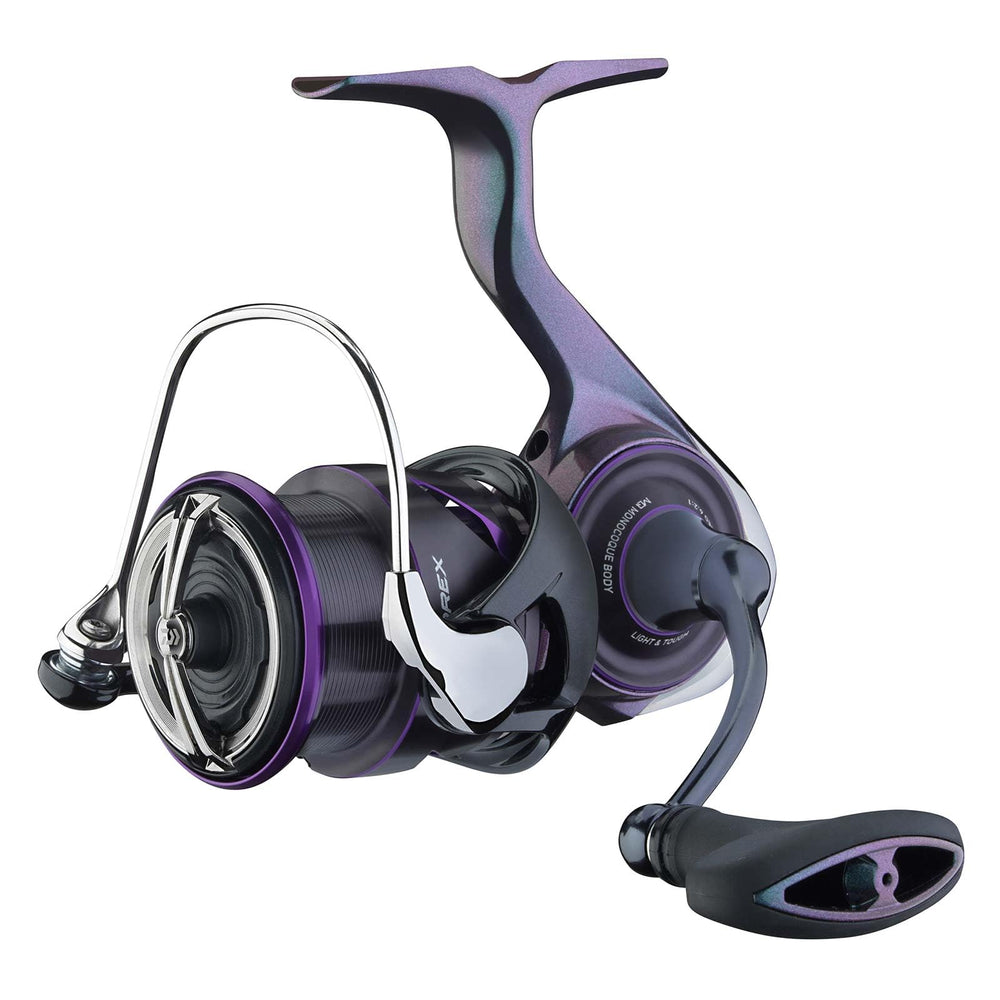 Daiwa Prorex MQ LT spinning reel, spool closeup, showcasing long-cast spool reduces line friction for longer casts.