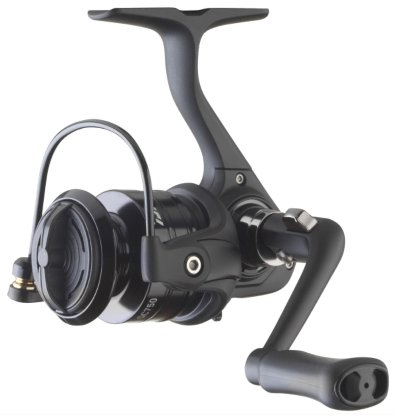 Daiwa QC750 ultralight spinning reel with graphite frame, ideal for panfish and trout fishing