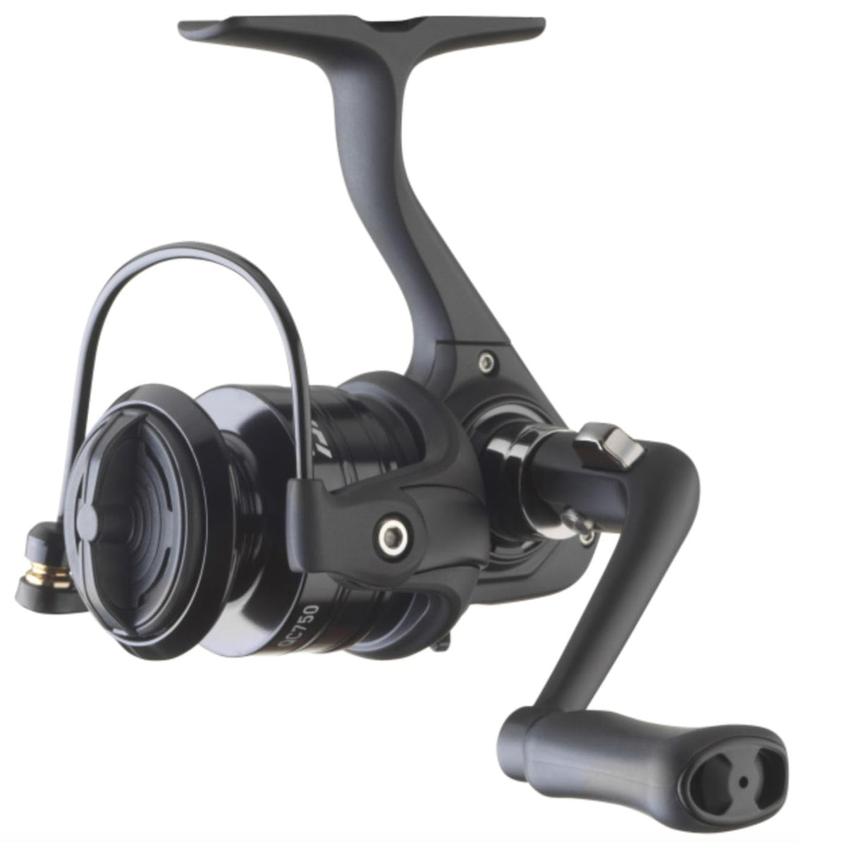 Daiwa QC750 ultralight spinning reel with graphite frame, ideal for panfish and trout fishing