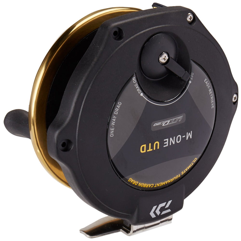 Daiwa Salmon Mooching Reel close-up of spool and carbon drag for smooth performance.