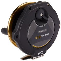 Daiwa Salmon Mooching Reel close-up of spool and carbon drag for smooth performance.