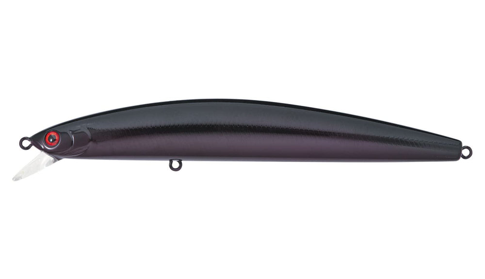 Daiwa Salt Pro Minnow lure in black purple for fast, long casts and erratic predator attraction.