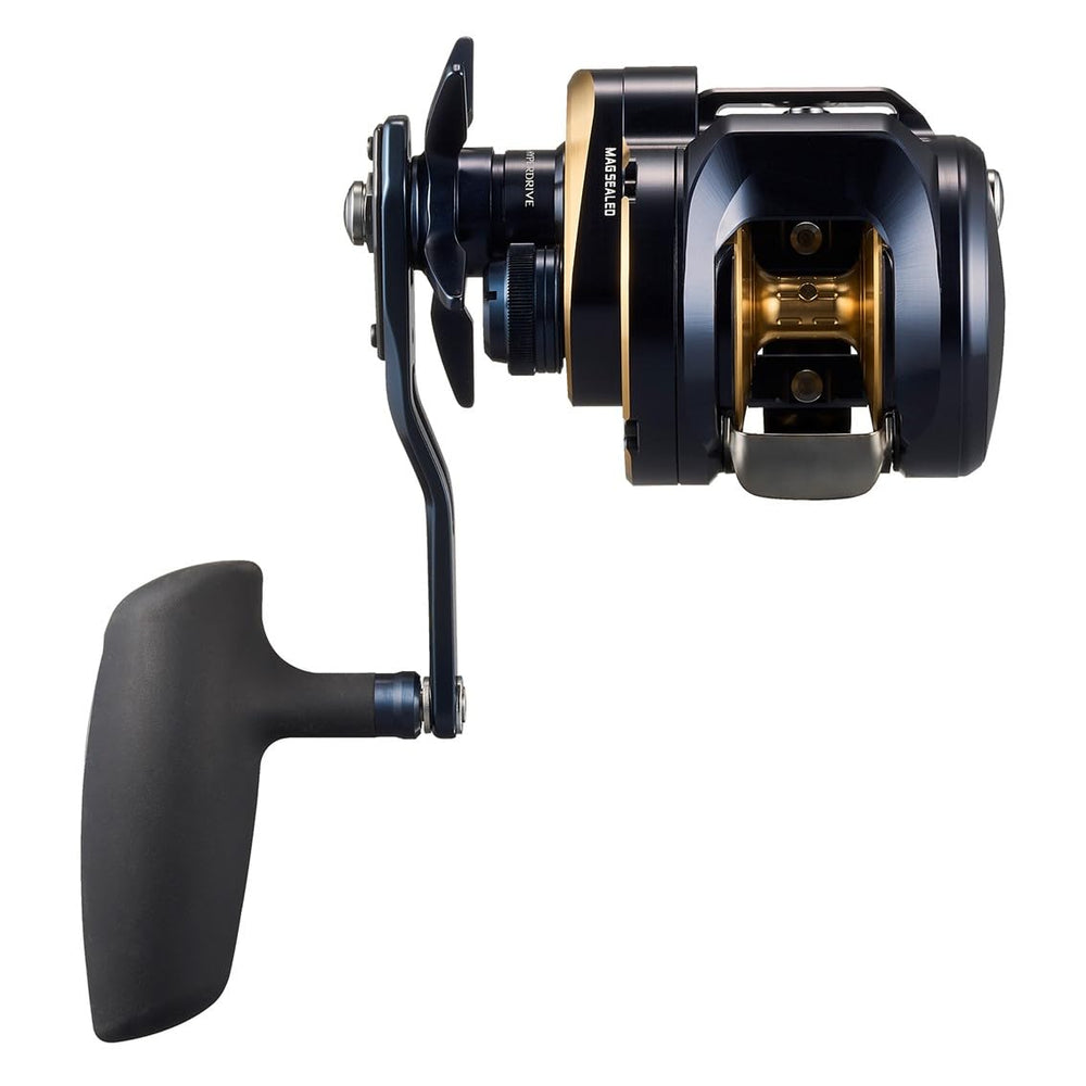 Daiwa Saltiga 300HL handle-side protection highlights rugged frame.