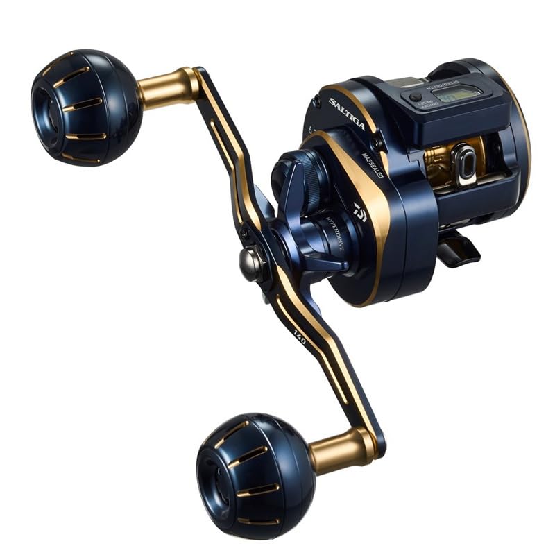 Daiwa Saltiga IC 300-DH handle close-up showing 5.5-inch grip for smooth winding