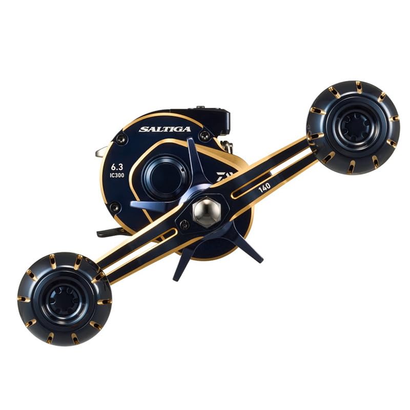 Daiwa Saltiga IC 300-DH reel body close-up with rugged construction cues