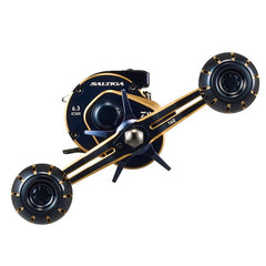 Daiwa Saltiga IC 300-DH reel body close-up with rugged construction cues