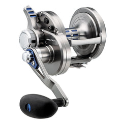 Daiwa Saltiga lever-drag 2-speed reel front view for saltwater durability.