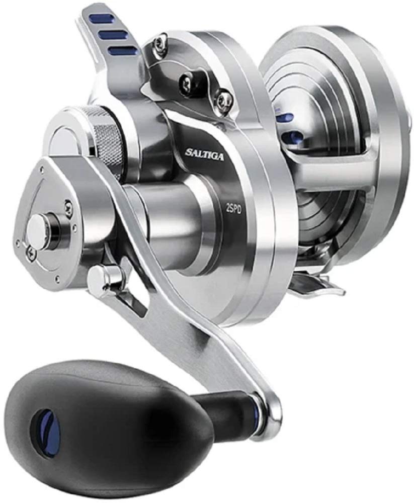 Daiwa Saltiga lever-drag single-speed reel close-up for offshore big-game fishing.