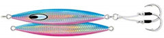 Daiwa Saltiga SK Jig in blue-pink finish for fast drops and fluttering action.